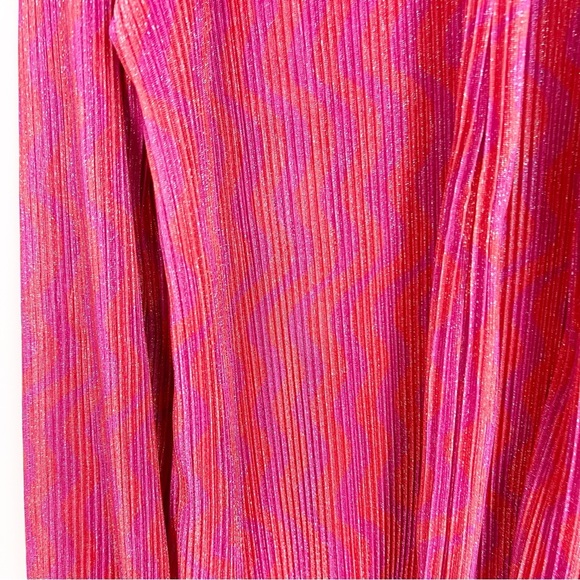 ZARA TRAFULAC PINK MICRO PLEAT LONG SLEEVE BLOUSE TIE NECKLINE WOMENS SMALL - Picture 4 of 6